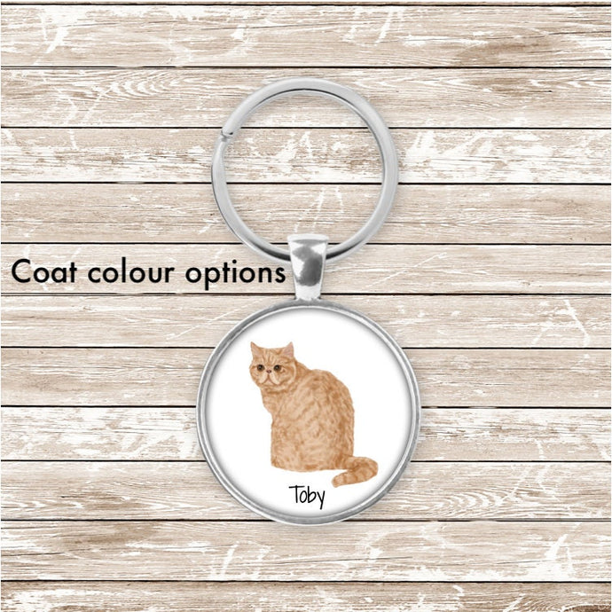 Exotic Shorthair cat keychain personalized