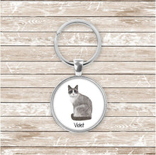 Load image into Gallery viewer, Snowshoe cat keychain personalized
