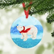 Load image into Gallery viewer, Polar Bear with Red Scarf Ornament
