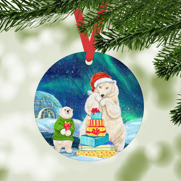 Polar Bears and Gifts Ornament