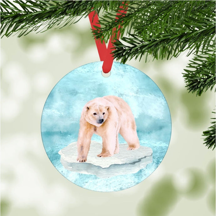 Polar Bear on Ice Ornament