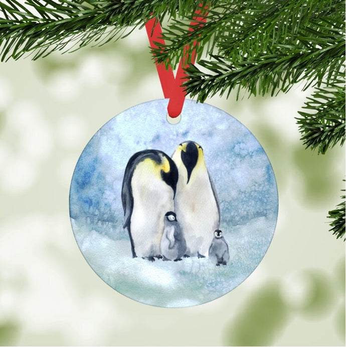 Emperor penguins and chicks Ornament