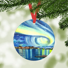 Load image into Gallery viewer, Village Under Northern Lights Ornament
