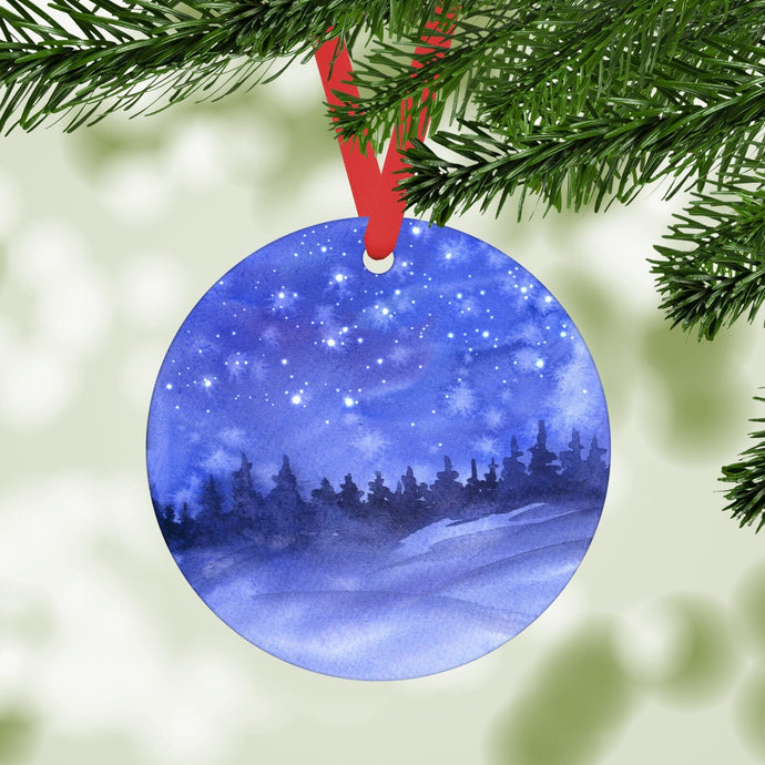 Starry Snowy Night Ornament