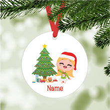 Load image into Gallery viewer, Kid&#39;s Christmas Ornament - personalized - blonde haired, lighter skin
