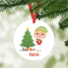Load image into Gallery viewer, Kid&#39;s Christmas Ornament - personalized - blonde haired, lighter skin
