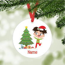 Load image into Gallery viewer, Kid&#39;s Christmas Ornament - personalized - brown hair, lighter skin
