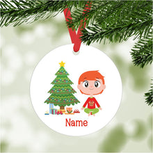 Load image into Gallery viewer, Kid&#39;s Christmas Ornament - personalized - red hair, lighter skin
