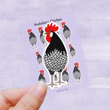 Load image into Gallery viewer, Andalusian chicken vinyl sticker sheet
