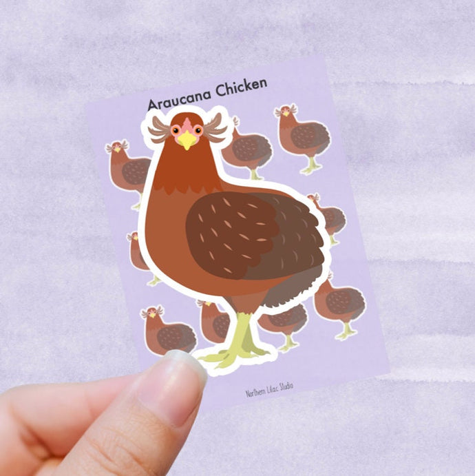 Araucana chicken vinyl sticker sheet