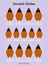 Load image into Gallery viewer, Vorwerk chicken vinyl sticker sheet
