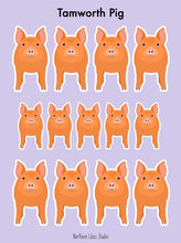 Load image into Gallery viewer, Tamworth Pig vinyl sticker sheet
