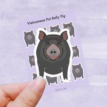 Load image into Gallery viewer, Vietnamese Pot Belly Pig vinyl sticker sheet
