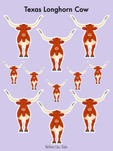 Load image into Gallery viewer, Texas Longhorn Cow vinyl sticker sheet
