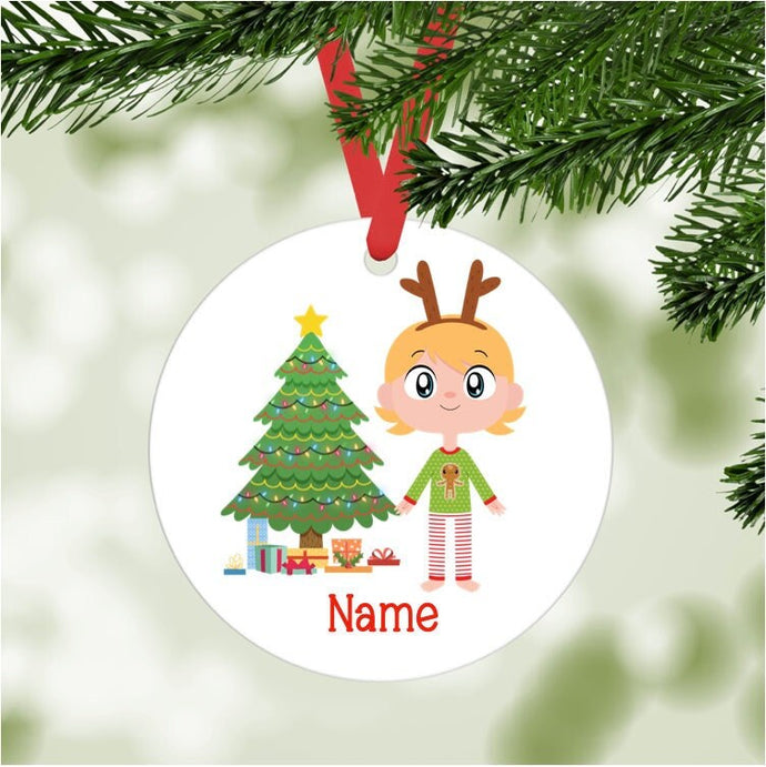 Kid's Christmas Ornament - personalized - blonde haired, lighter skin