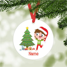 Load image into Gallery viewer, Kid&#39;s Christmas Ornament - personalized - brown hair, lighter skin
