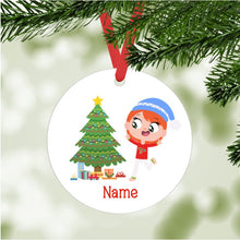 Load image into Gallery viewer, Kid&#39;s Christmas Ornament - personalized - red hair, lighter skin
