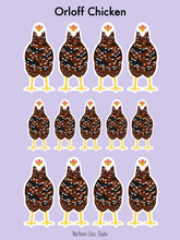 Load image into Gallery viewer, Orloff chicken vinyl sticker sheet

