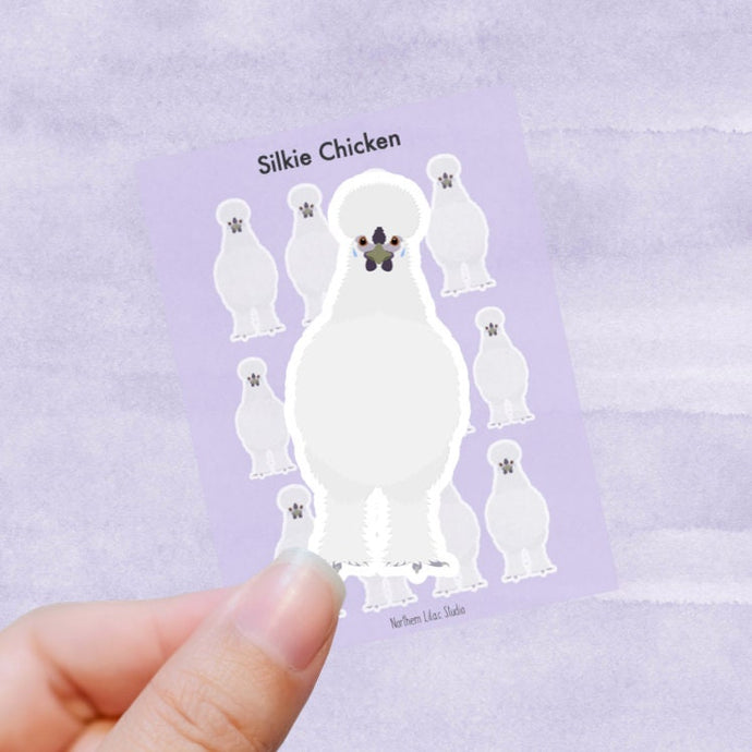 Silkie chicken vinyl sticker sheet