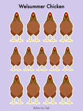 Load image into Gallery viewer, Welsummer chicken vinyl sticker sheet
