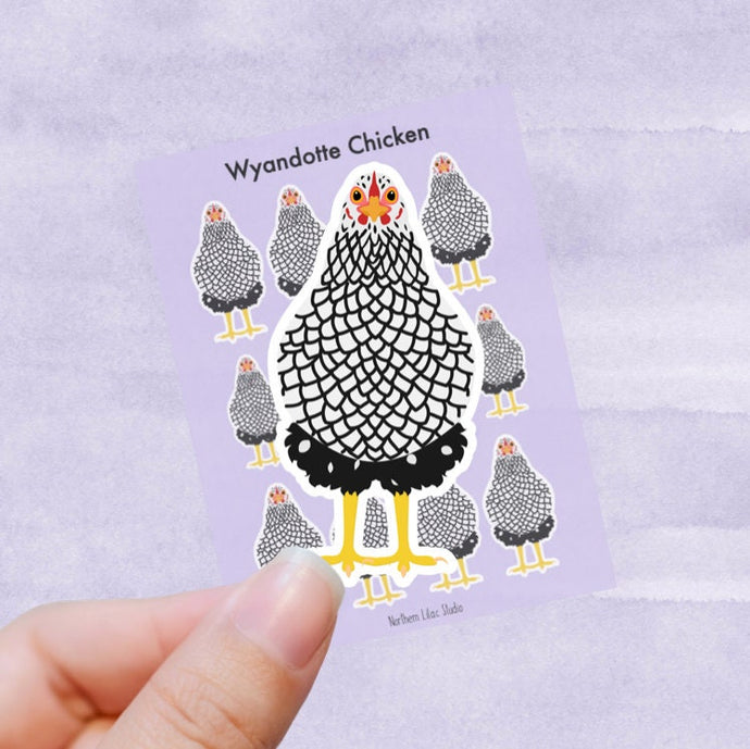 Wyandotte chicken vinyl sticker sheet