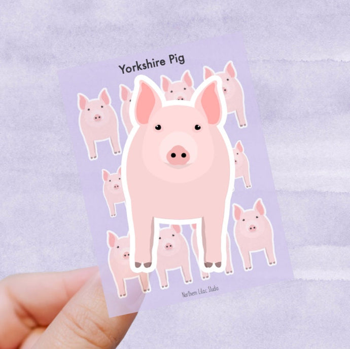 Yorkshire Pig vinyl sticker sheet