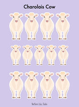 Load image into Gallery viewer, Charolais Cow vinyl sticker sheet
