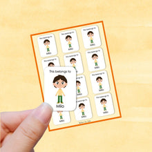 Load image into Gallery viewer, Multicultural Boys name label stickers - personalized - Set A
