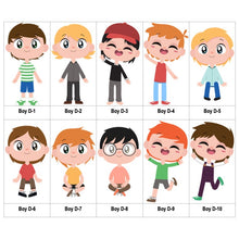 Load image into Gallery viewer, Multicultural Boys name label stickers - personalized - Set D
