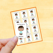 Load image into Gallery viewer, Multicultural Boys name label stickers - personalized - Set E
