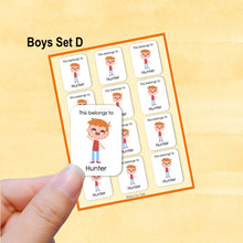 Load image into Gallery viewer, Multicultural Boys name label stickers - personalized - Set D
