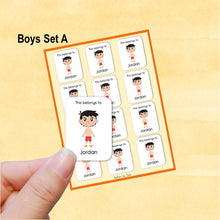 Load image into Gallery viewer, Multicultural Boys name label stickers - personalized - Set A

