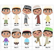 Load image into Gallery viewer, Multicultural Boys name label stickers - personalized - Set F
