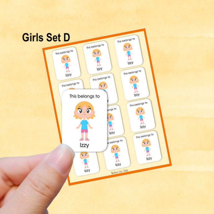 Multicultural Girls name label stickers - personalized - Set D