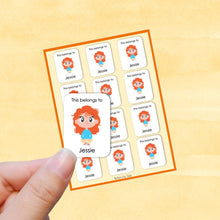Load image into Gallery viewer, Multicultural Girls name label stickers - personalized - Set D
