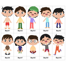 Load image into Gallery viewer, Multicultural Boys name label stickers - personalized - Set A
