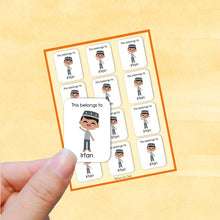 Load image into Gallery viewer, Multicultural Boys name label stickers - personalized - Set F
