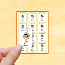 Load image into Gallery viewer, Multicultural Boys name label stickers - personalized - Set F
