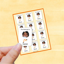 Load image into Gallery viewer, Multicultural Girls name label stickers - personalized - Set B
