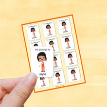 Load image into Gallery viewer, Multicultural Girls name label stickers - personalized - Set C
