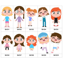 Load image into Gallery viewer, Multicultural Girls name label stickers - personalized - Set D
