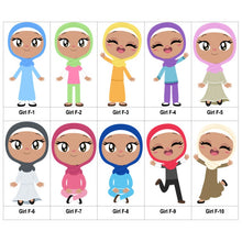 Load image into Gallery viewer, Multicultural Girls name label stickers - personalized - Set F
