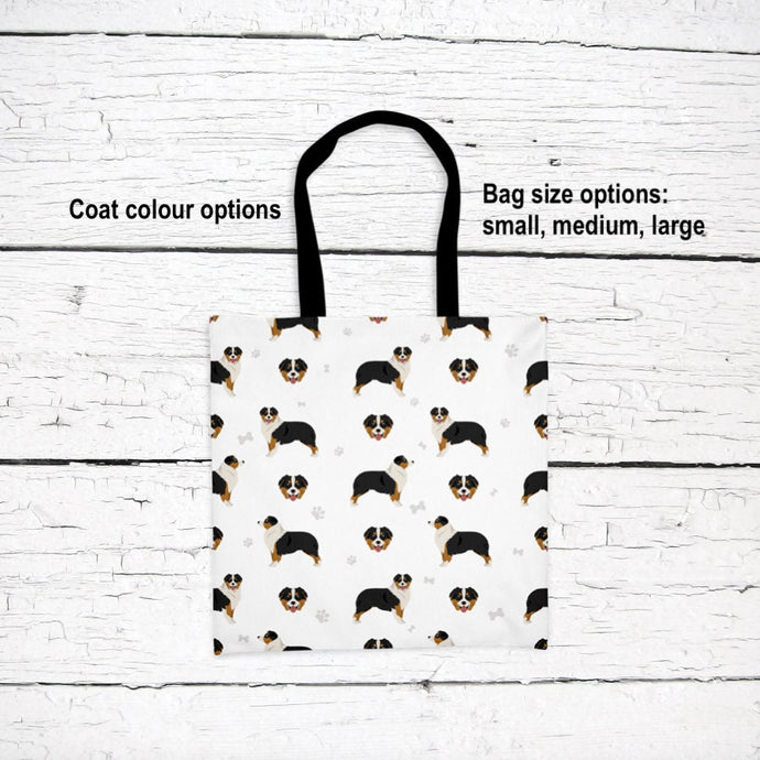 Australian Shepherd pattern tote bag