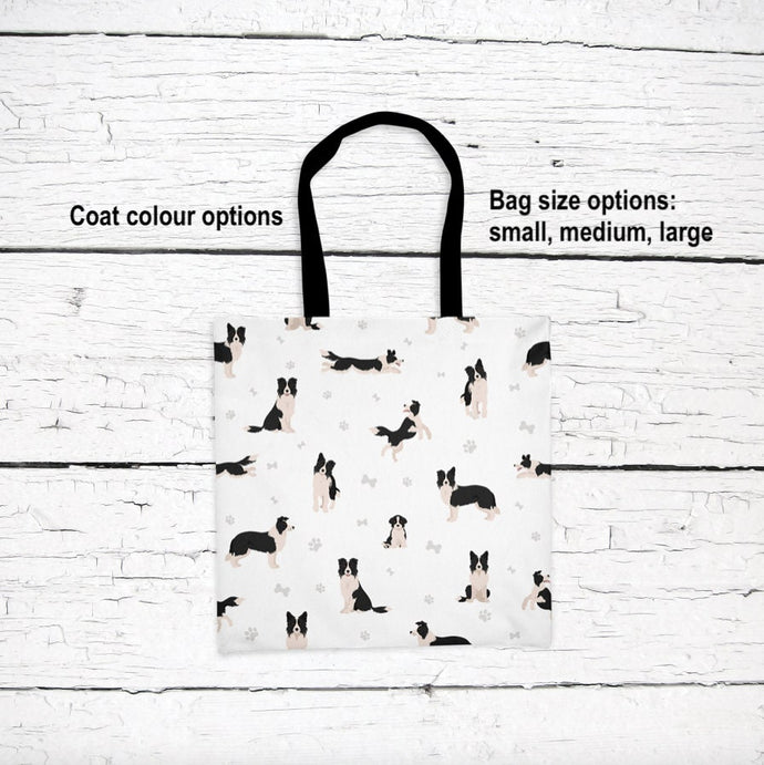 Border Collie pattern tote bag