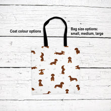 Load image into Gallery viewer, Dachshund (shorthaired) pattern tote bag
