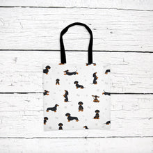 Load image into Gallery viewer, Dachshund (shorthaired) pattern tote bag
