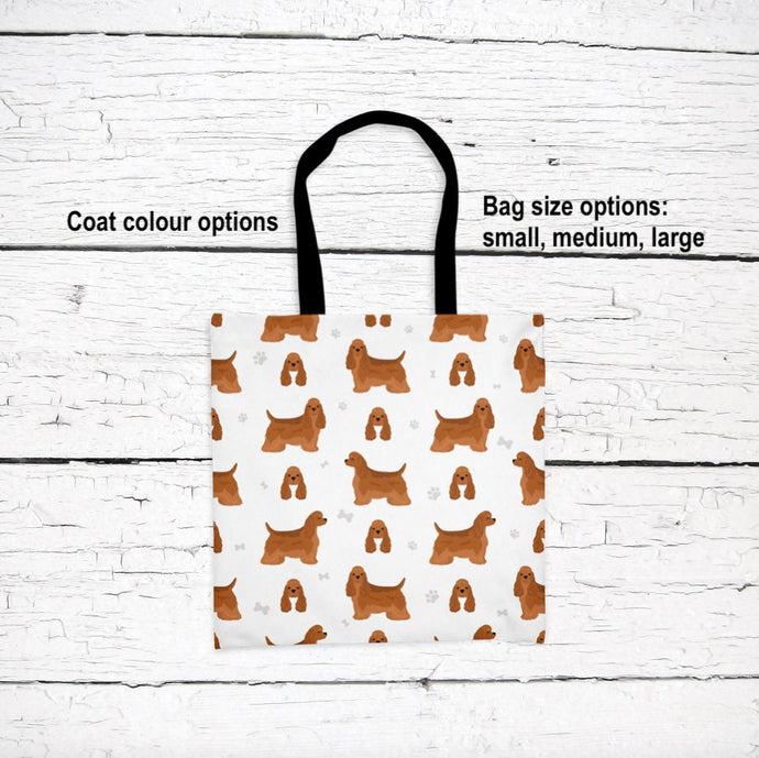 American Cocker Spaniel pattern tote bag