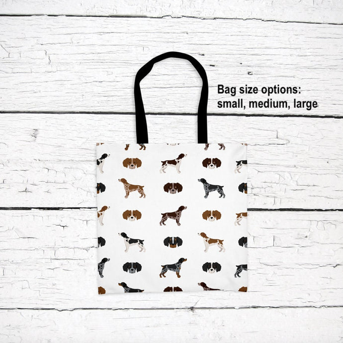 Brittany Spaniel pattern tote bag