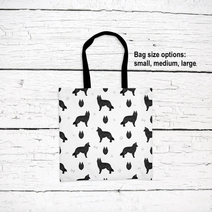 Belgian Sheepdog pattern tote bag