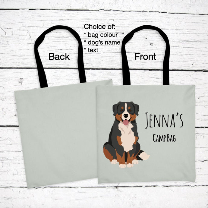 Bernese Mountain Dog tote bag personalized